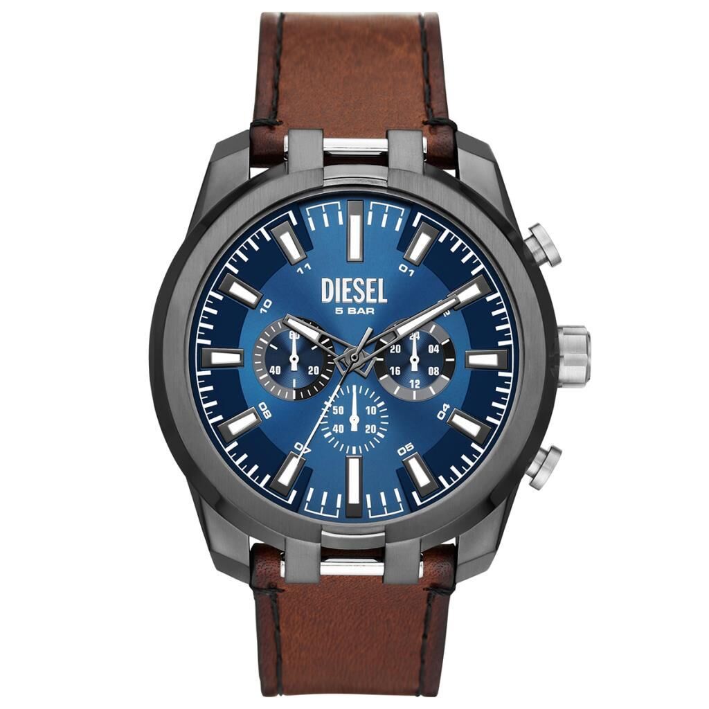 Diesel DZ4643 Quartz Deri Kahverengi Mavi Kadran 51 mm Erkek Kol Saati