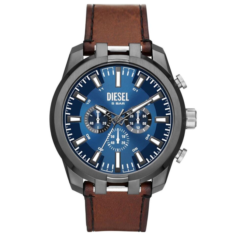Diesel DZ4643 Quartz Deri Kahverengi Mavi Kadran 51 mm Erkek Kol Saati