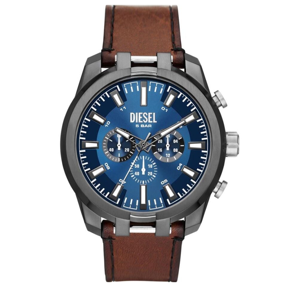 Diesel DZ4643 Quartz Deri Kahverengi Mavi Kadran 51 mm Erkek Kol Saati