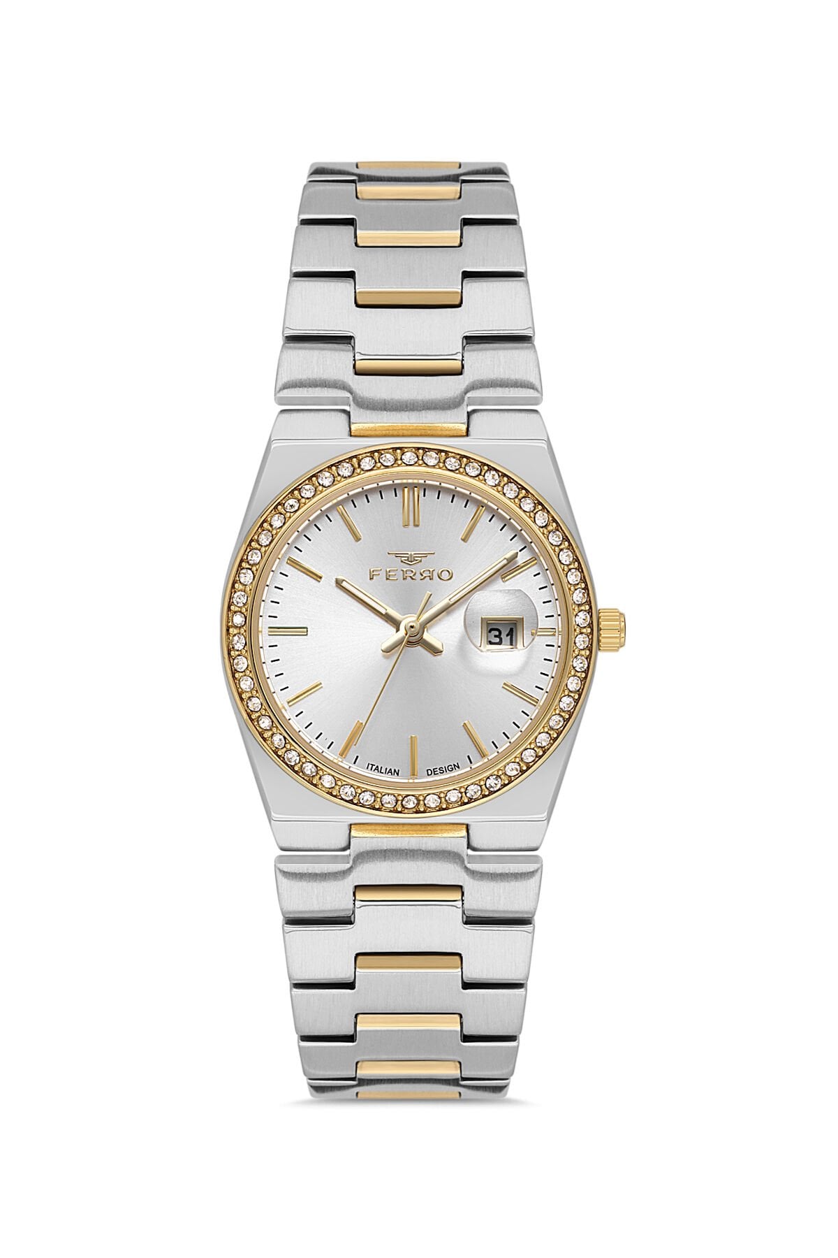 Ferro FL21596AWT-D Quartz Çelik Altın/Gri 30 mm Kadın Kol Saati