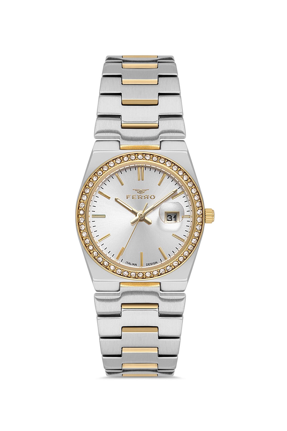 Ferro FL21596AWT-D Quartz Çelik Altın/Gri 30 mm Kadın Kol Saati