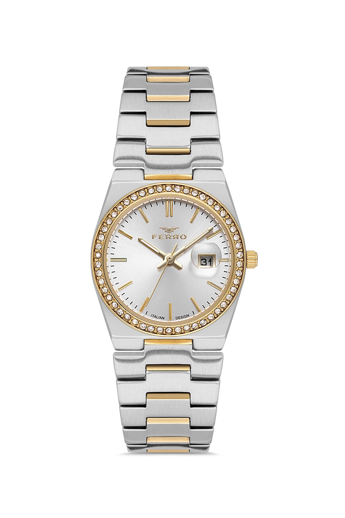 Ferro FL21596AWT-D Quartz Çelik Altın/Gri 30 mm Kadın Kol Saati