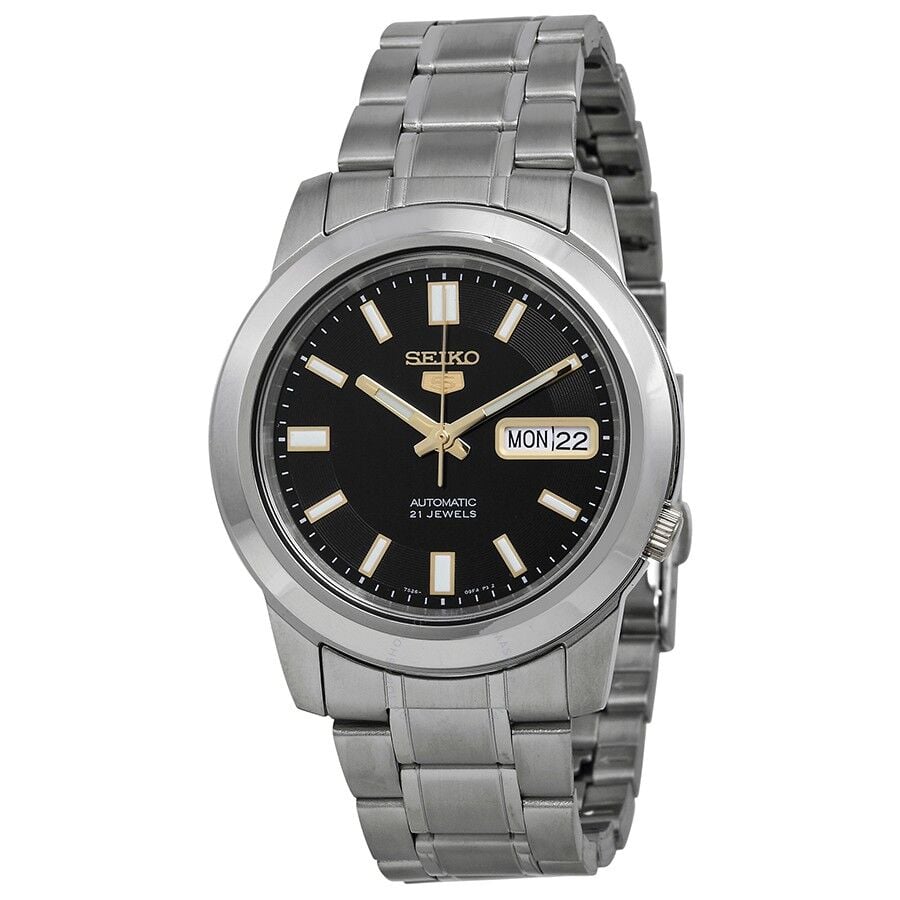 Seiko 5 SNKK17K1 39 mm Çelik Otomatik Siyah Kadran Erkek Kol Saati