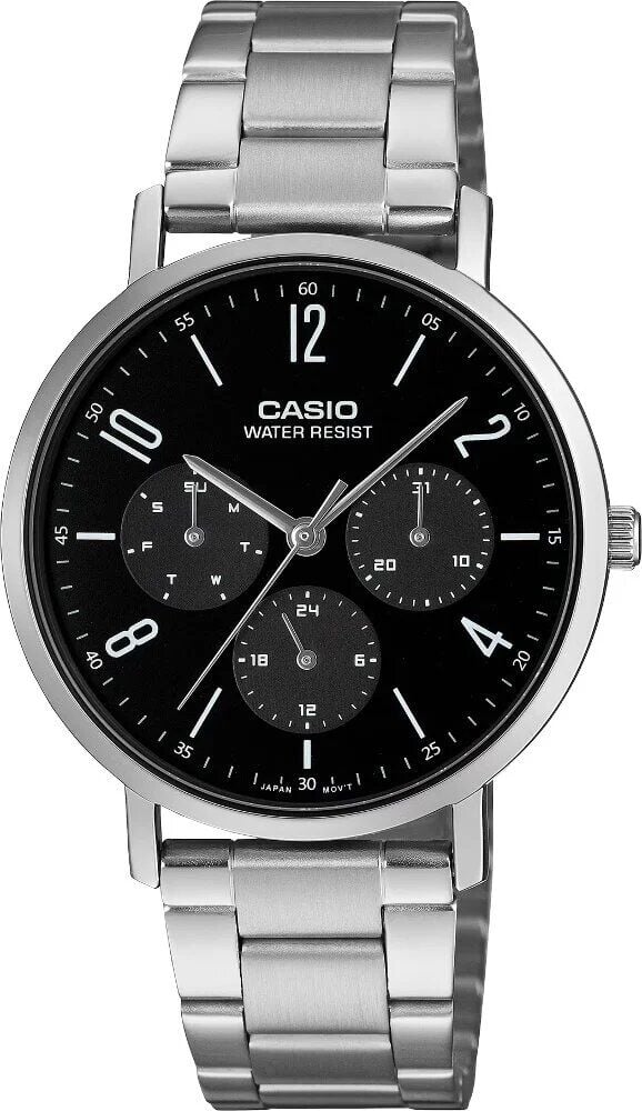 Casio MTP-VT06D-1BDF Quartz Çelik Gri Siyah Kadran 37 mm Erkek Kol Saati