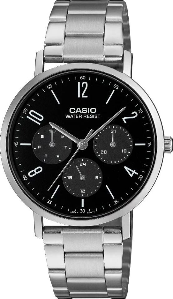 Casio MTP-VT06D-1BDF Quartz Çelik Gri Siyah Kadran 37 mm Erkek Kol Saati
