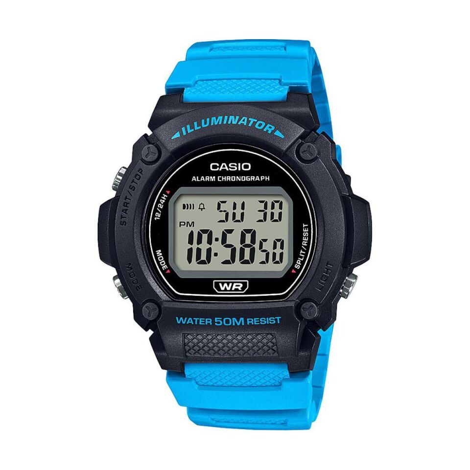 Casio W-219H-2A2VDF Quartz Silikon Mavi Gri Kadran 47 mm Erkek Kol Saati