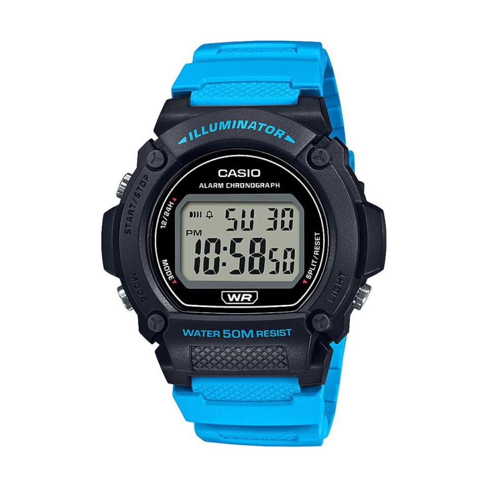 Casio W-219H-2A2VDF Quartz Silikon Mavi Gri Kadran 47 mm Erkek Kol Saati