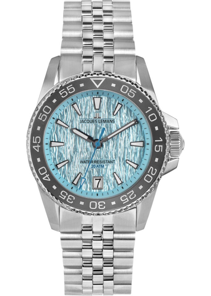 Jacques Lemans Liverpool JL.1-2205M Quartz Çelik Gri Mavi Kadran 20 ATM 41 mm Erkek Kol Saati