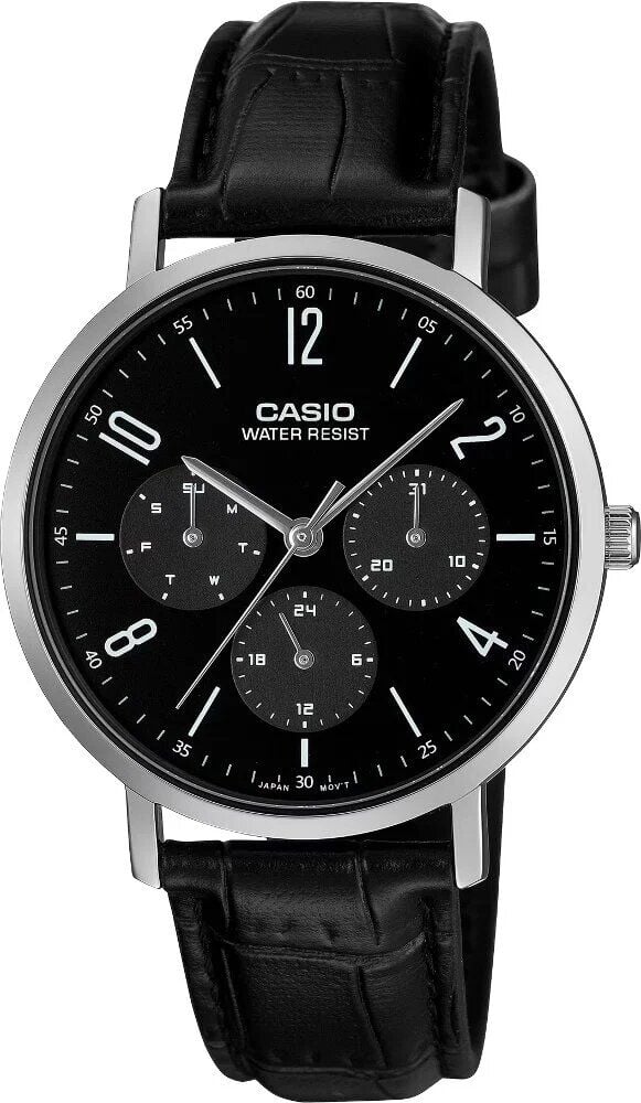 Casio MTP-VT06L-1BDF Quartz Deri Siyah 37 mm Erkek Kol Saati