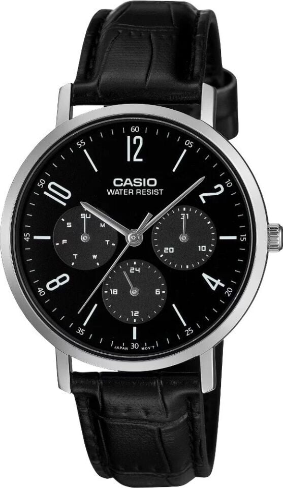 Casio MTP-VT06L-1BDF Quartz Deri Siyah 37 mm Erkek Kol Saati