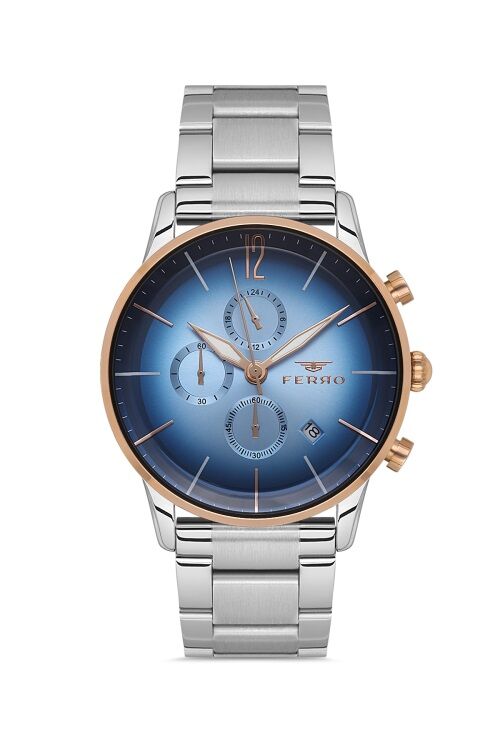 Ferro Gümüş Çelik Kordon Erkek Kol Saati FM31039A-E3 Tüm Fonksiyonları Aktif 3 ATM Su Geçirmez