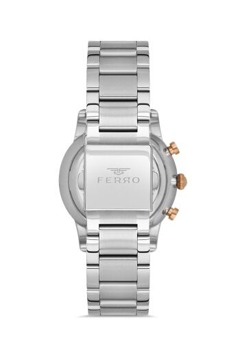 Ferro Gümüş Çelik Kordon Erkek Kol Saati FM31039A-E3 Tüm Fonksiyonları Aktif 3 ATM Su Geçirmez