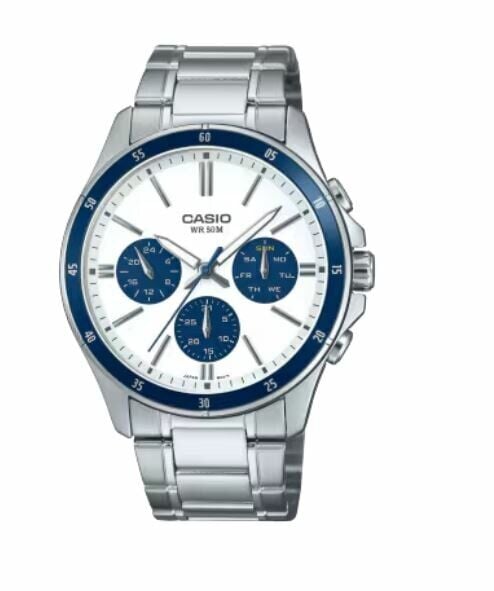 Casio MTP-1374D-7A2VDF Quartz Çelik Gri Beyaz Kadran 44 mm Erkek Kol Saati