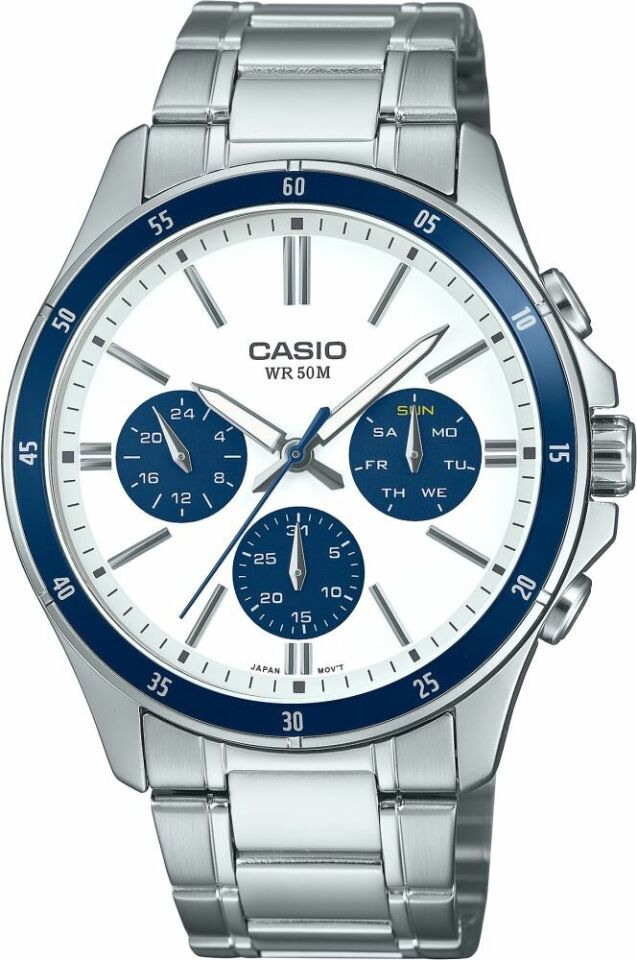Casio MTP-1374D-7A2VDF Quartz Çelik Gri Beyaz Kadran 44 mm Erkek Kol Saati