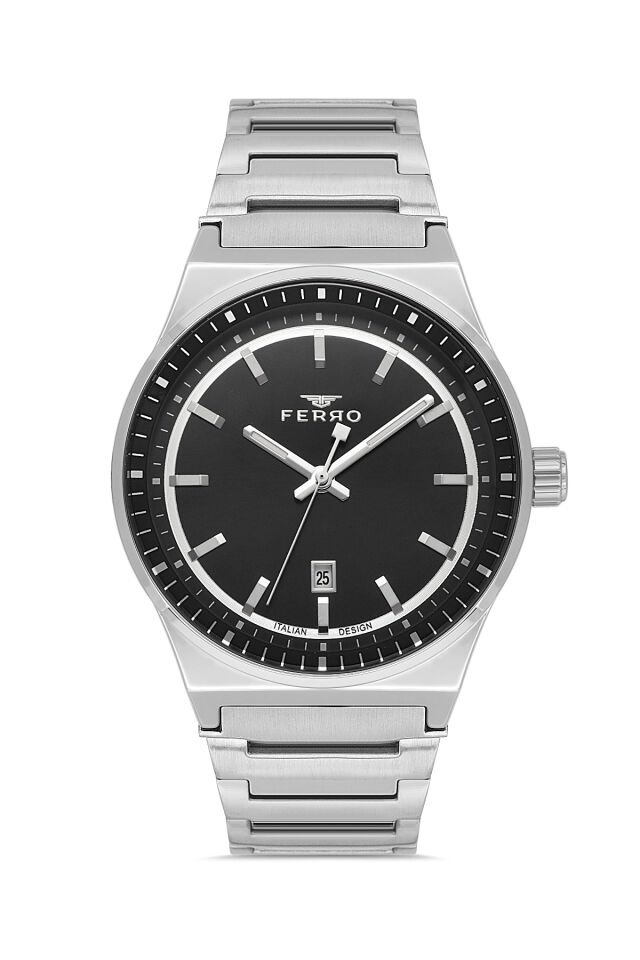 Ferro F11592AWT-A2 Quartz Çelik Gri Siyah Kadran 41 mm Erkek Kol Saati