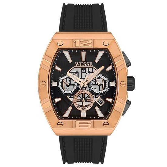 Wesse WWG402203 Quartz Silikon Siyah Rose Kasa 41 mm Erkek Kol Saati