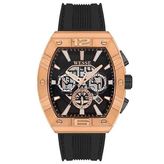 Wesse WWG402203 Quartz Silikon Siyah Rose Kasa 41 mm Erkek Kol Saati