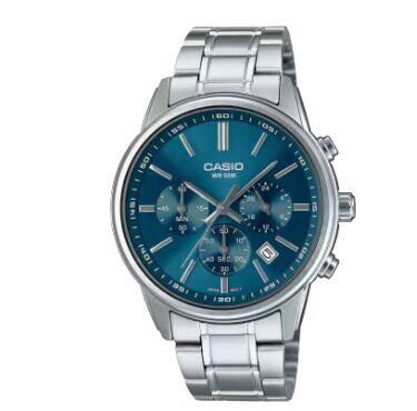Casio MTP-E515D-2A1VDF Quartz Çelik Gri Lacivert Kadran 41 mm Erkek Kol Saati