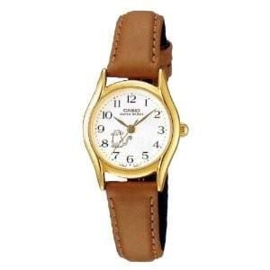 Casio LTP-1094Q-7B8RDF Quartz Deri Kahverengi Beyaz Kadran 23 mm Kadın Kol Saati