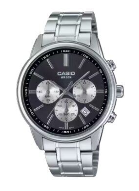 Casio MTP-E515D-1AVDF Quartz Çelik Gri Siyah Kadran 41 mm Erkek Kol Saati