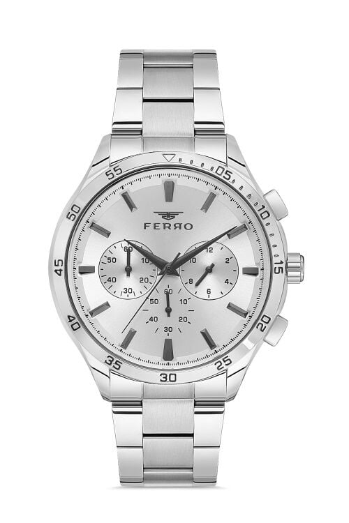 Ferro Gümüş Çelik Kordon Erkek Kol Saati FM11382A-A Fonksiyonları Aktif 3ATM Su Geçirmez