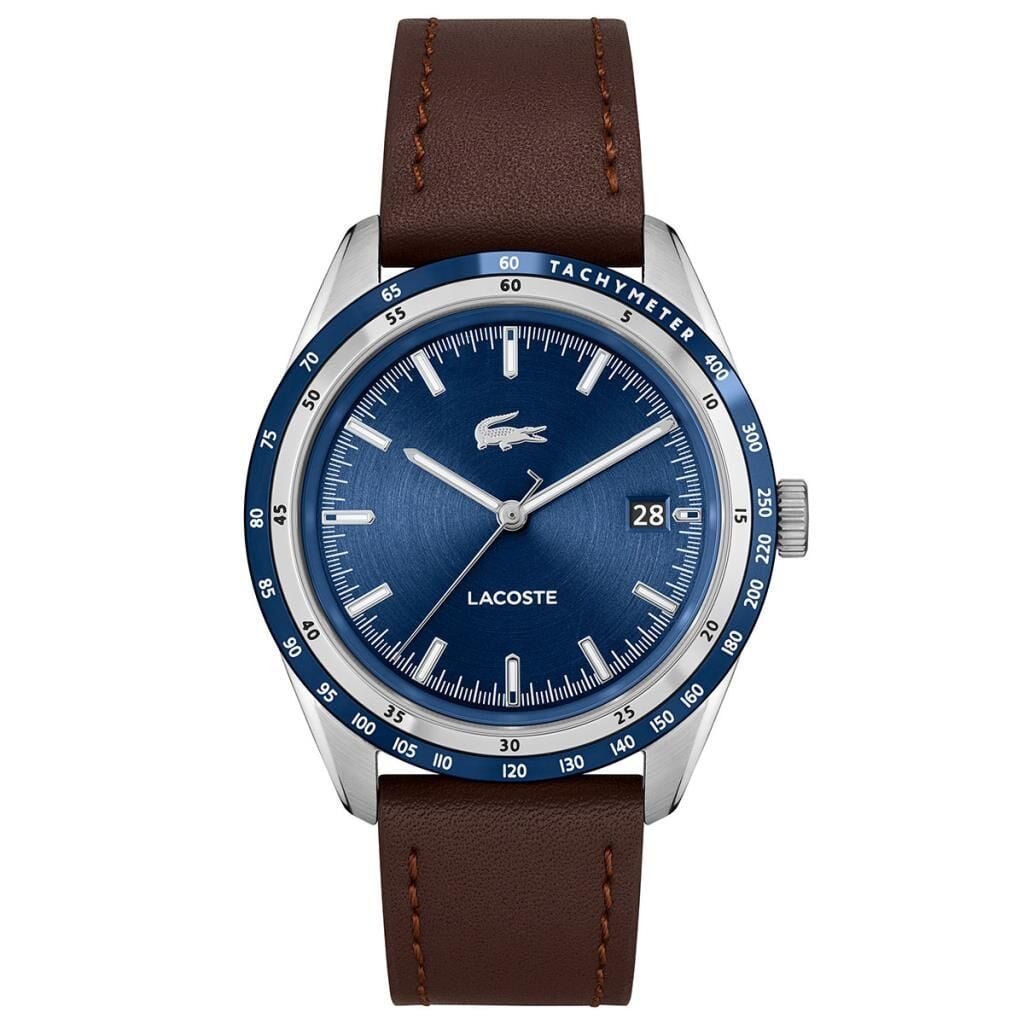 Lacoste 2011310 Quartz Deri Kahverengi Mavi Kadran 40 mm Erkek Kol Saati