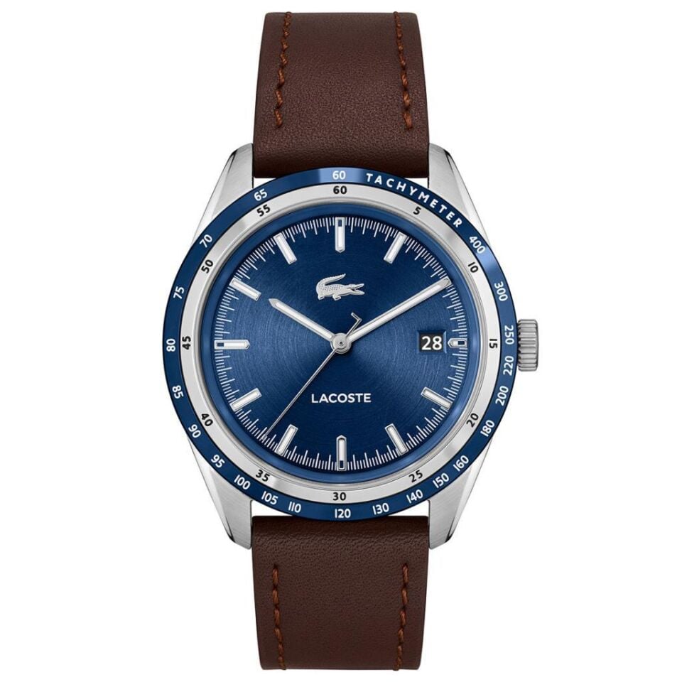 Lacoste 2011310 Quartz Deri Kahverengi Mavi Kadran 40 mm Erkek Kol Saati