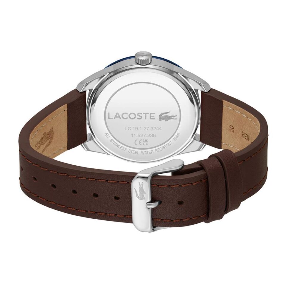 Lacoste 2011310 Quartz Deri Kahverengi Mavi Kadran 40 mm Erkek Kol Saati