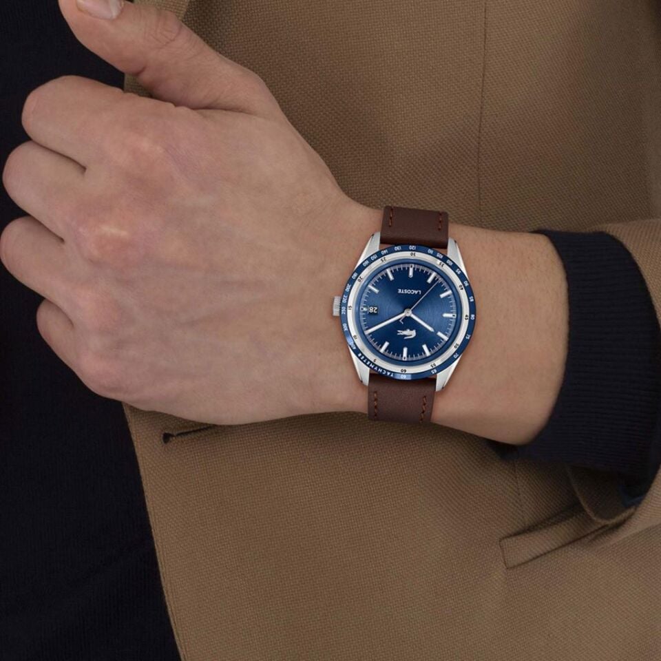 Lacoste 2011310 Quartz Deri Kahverengi Mavi Kadran 40 mm Erkek Kol Saati