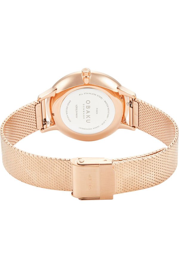 Obaku Denmark V295LXVWHV Quartz Çelik Hasır Rose Gold Beyaz Kadran 34 mm Kadın Kol Saati