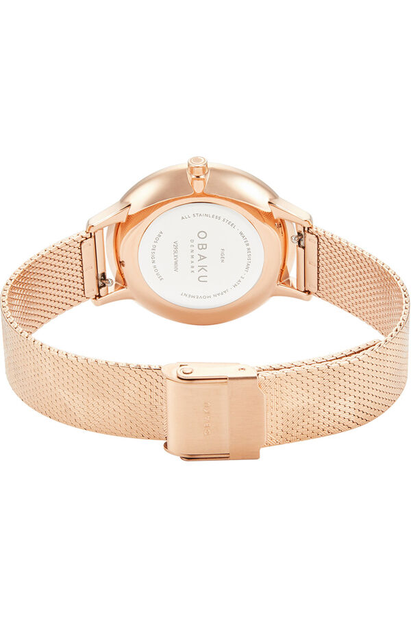 Obaku Denmark V295LXVWHV Quartz Çelik Hasır Rose Gold Beyaz Kadran 34 mm Kadın Kol Saati
