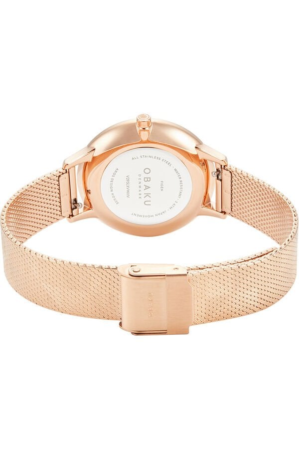 Obaku Denmark V295LXVWHV Quartz Çelik Hasır Rose Gold Beyaz Kadran 34 mm Kadın Kol Saati