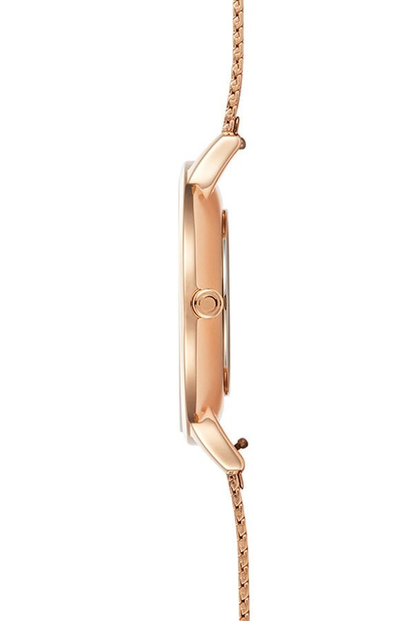 Obaku Denmark V295LXVWHV Quartz Çelik Hasır Rose Gold Beyaz Kadran 34 mm Kadın Kol Saati