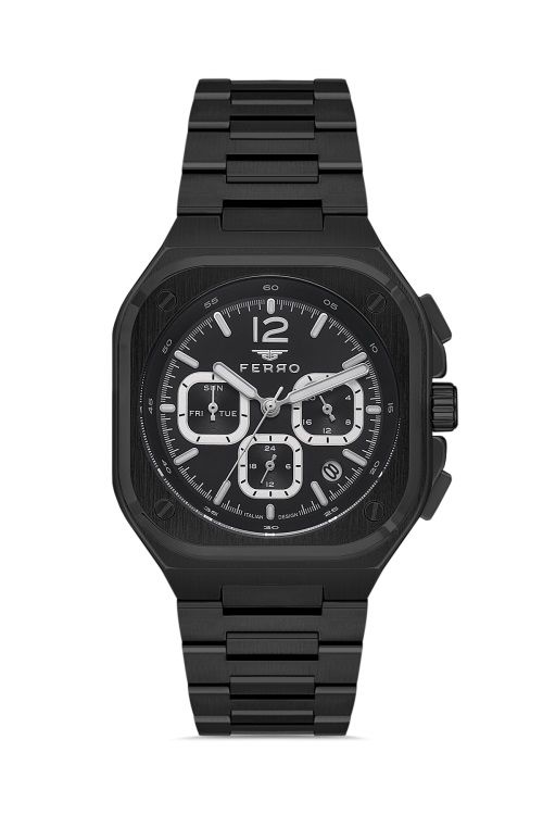 Ferro FM11497AWT-G Quartz Çelik Siyah 42 mm Erkek Kol Saati