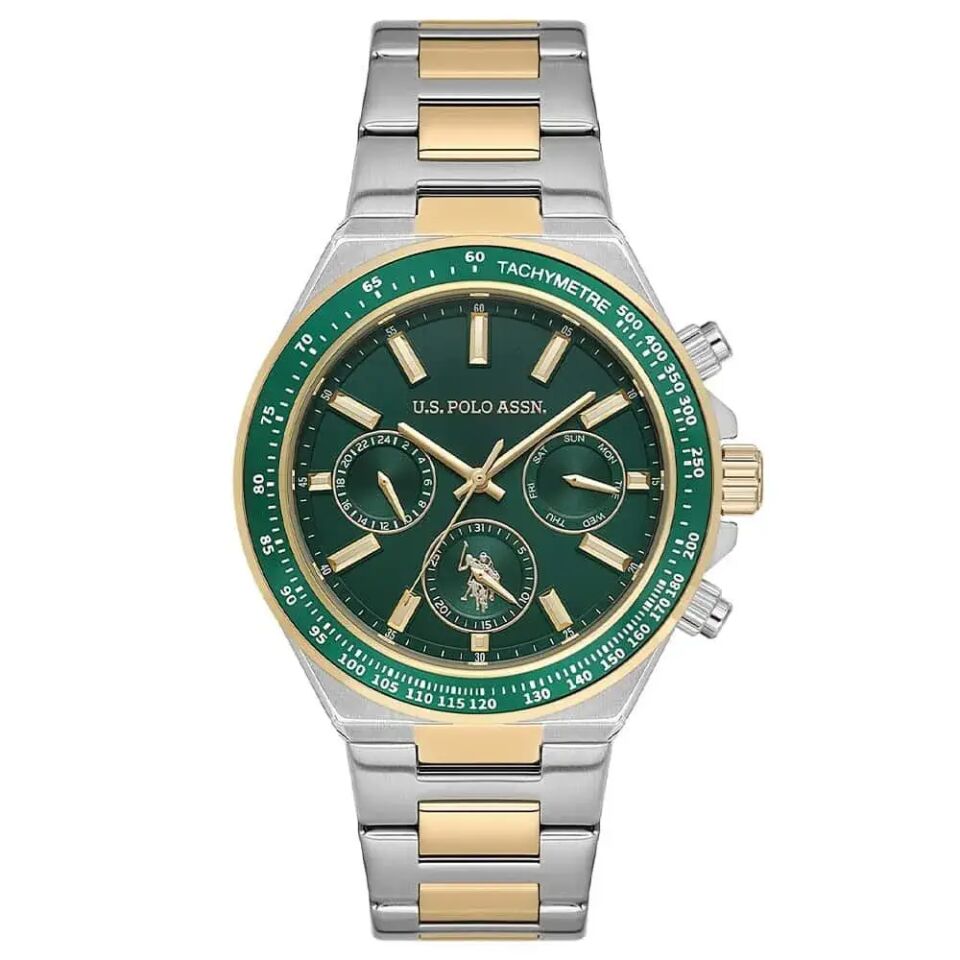 U.s. Polo Assn. USPA1130-05 Quartz Çelik Altın/Gri Yeşil Kadran 43 mm Erkek Kol Saati