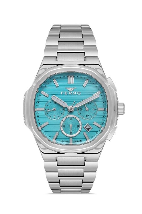 Ferro Gümüş Çelik Kordon Erkek Kol Saati FM11499A-A15 Fonksiyonları Aktif 3ATM Su Geçirmez