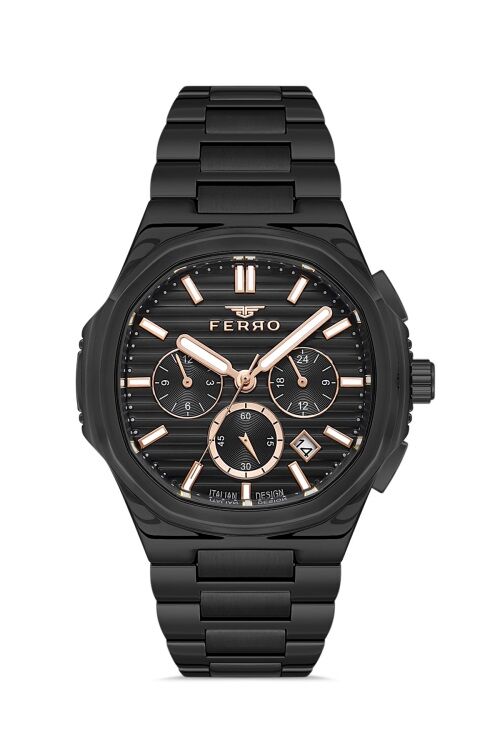 Ferro Quartz Çelik Siyah 41 mm Fonksiyonları Aktif Erkek Kol Saati