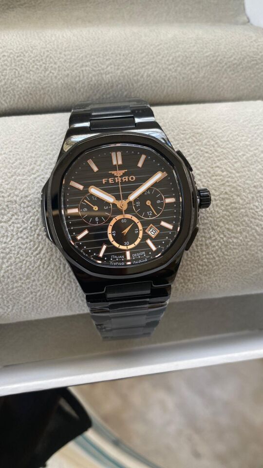 Ferro Quartz Çelik Siyah 41 mm Fonksiyonları Aktif Erkek Kol Saati