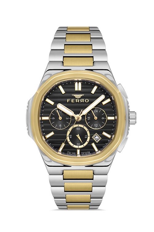 Ferro Gümüş ve Sarı Çelik Kordon Erkek Kol Saati FM11499A-D2
