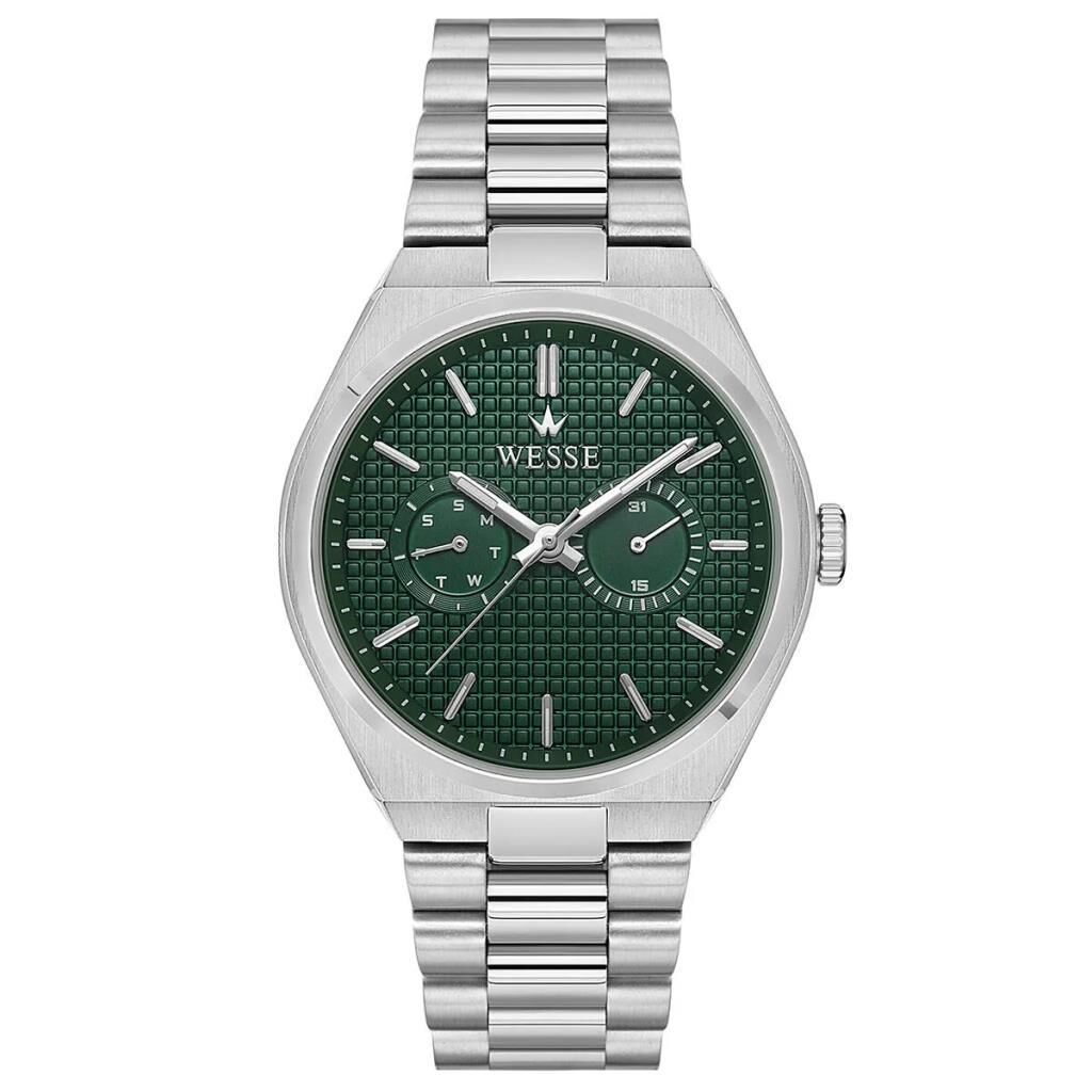 Wesse WWG209602 Quartz Çelik Gri Yeşil Kadran 42 mm Erkek Kol Saati