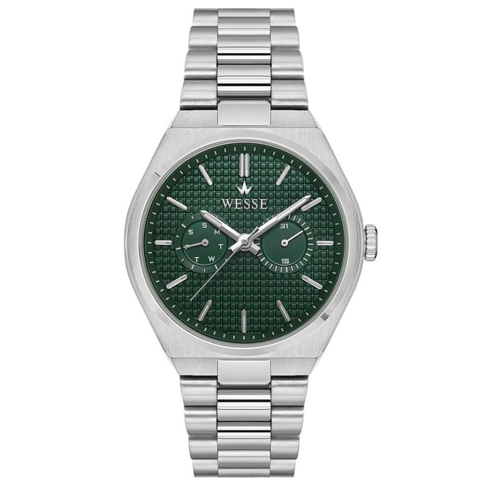 Wesse WWG209602 Quartz Çelik Gri Yeşil Kadran 42 mm Erkek Kol Saati
