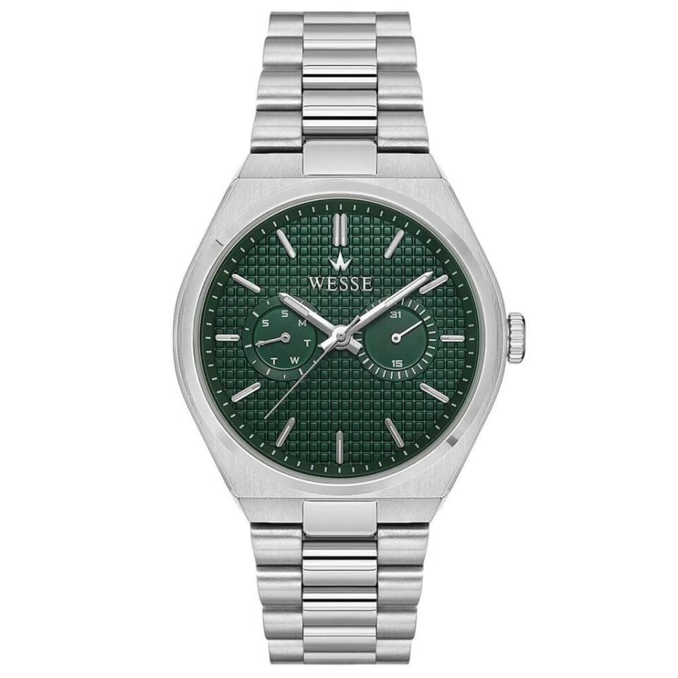 Wesse WWG209602 Quartz Çelik Gri Yeşil Kadran 42 mm Erkek Kol Saati